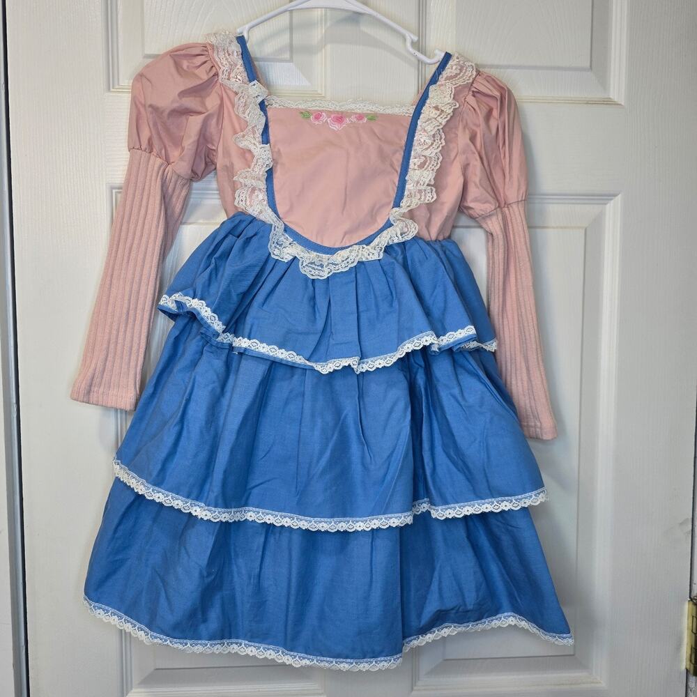 Dollcake Kid You Not Dress Girls Size 7 Blue Pink Lace Cottagecore NWT